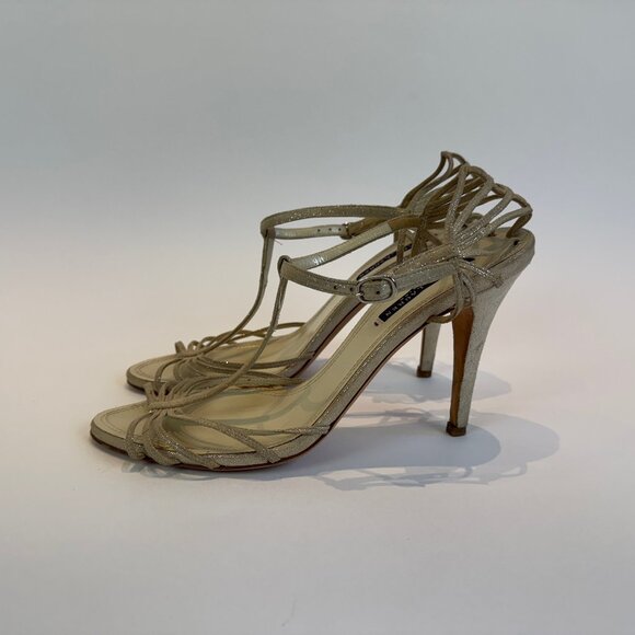 Ralph Lauren Purple Label Gold Suede Strappy Sandals, US 9 - Picture 5 of 16